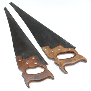 2x Old Hand Saws – 22", 24” - 8tpi, 10tpi (Beech)