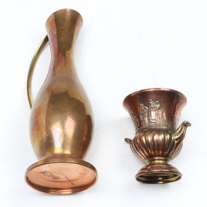 Old Copper Vase & Small Pot