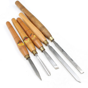 5x Old Woodturning Tools (Ash, Beech) - UK ONLY