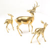 SOLD - Old Brass Stag and Baby Deer Ornaments