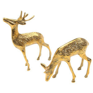 SOLD - Old Brass Stag and Deer Ornaments