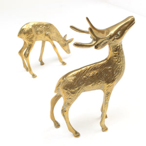 SOLD - Old Brass Stag and Deer Ornaments