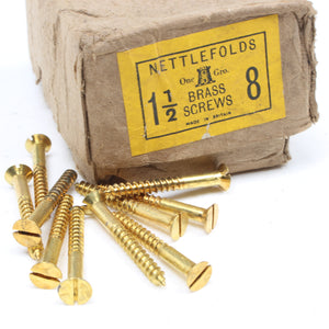 Box Of Nettlefolds C’Sunk Brass Screws – 1 1/2” x 8