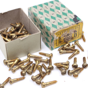 94x Nettlefolds Round Head Brass Screws – 5/8” x 6