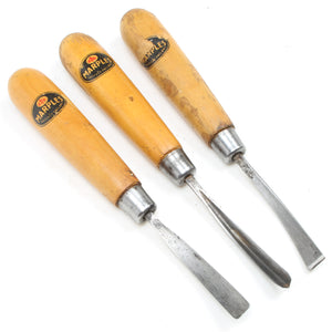 3x Small Marples Curved Wood Carving Tools Set