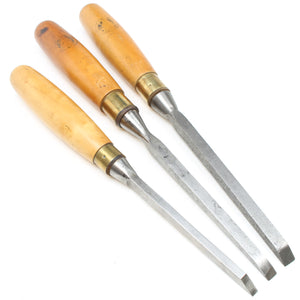 3x Old Sash Mortice Chisels - 6mm - 12mm (Boxwood) (UK)