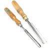 2x Old Sorby Outcannel Firmer Gouges - 8mm, 19mm (Ash)