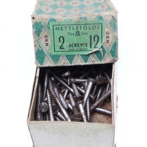 12x Boxes Nettlefolds Screws - 6, 7, 8, 10, 12 & 14