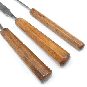 3x Old Octagonal Handled Chisels / Gouge (Beech)