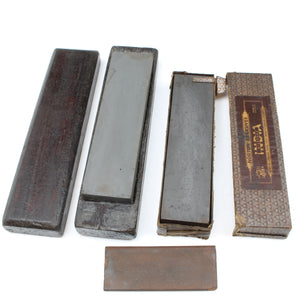 2x Oilstone Sharpening Stones & Slipstone (Mahogany)