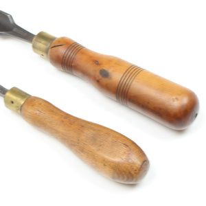 2x Old Firmer Gouges (Beech, Boxwood)