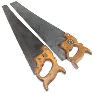 2x Old Hand Saws – 21", 22” - 8tpi, 10tpi (Beech)