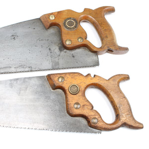 2x Old Hand Saws – 21", 22” - 8tpi, 10tpi (Beech)