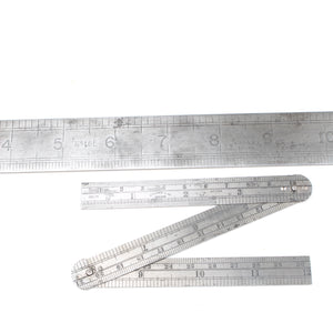 2x G Fisher & Co Steel Rules - No's 13M, 16E - 12"