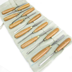 SOLD - 12x Wm Marples Carving Tools Set (Beech)